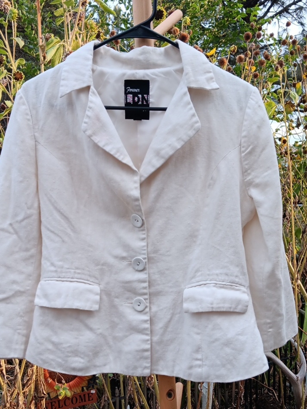Jones New York Cream Single-Breasted Blazer